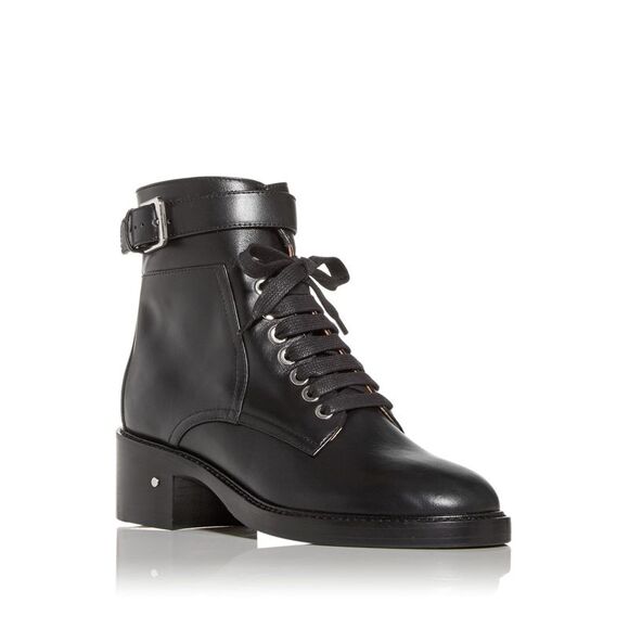 LAURENCE DACADE Shoes - LAURENCE DACADE Womens Black Up Solene Round Toe Leather Combat Boots 36